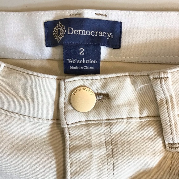 Democracy 2 AbSolution High Rise Center Seam Kick Flare Pants Side Slit Cream - Picture 7 of 11
